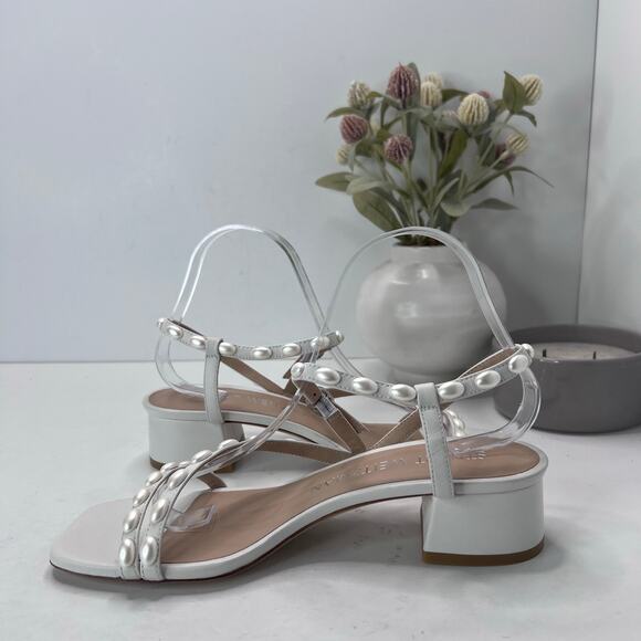 Stuart Weitzman Pearlita 35 Chunky Block Heel Sandal White Women's 8.5B - Picture 7 of 10